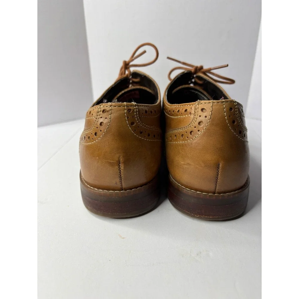 Rockport Mens‎ Tan Leather Wingtip Oxford Brogue Dress Shoes Shock Absorbing